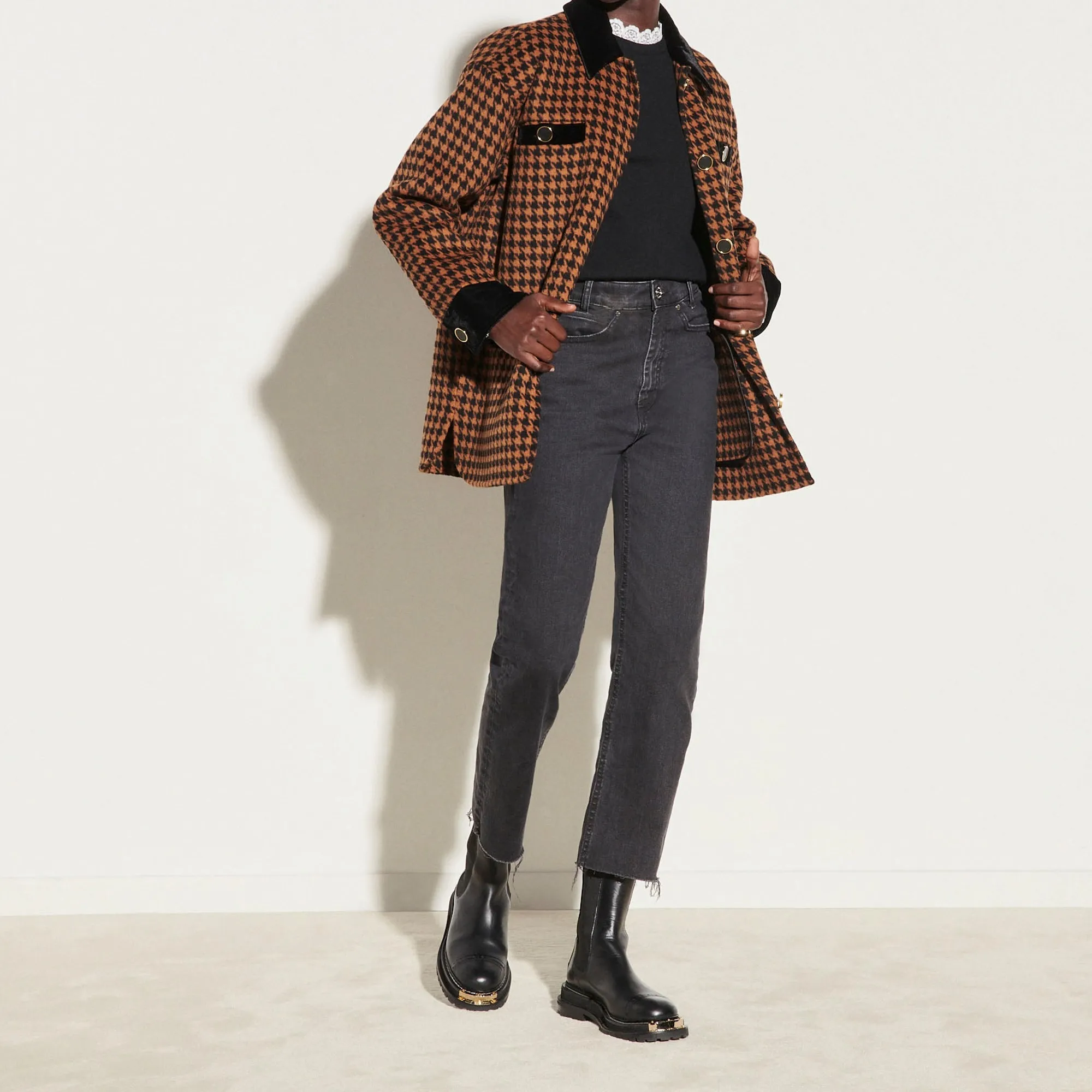 Veste en laine à carreaux