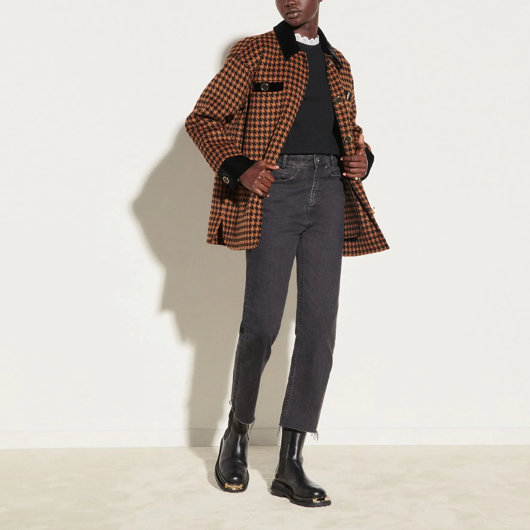 Veste en laine à carreaux
